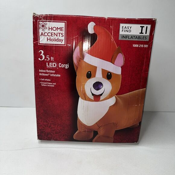 Home Accents Holiday Inflatable Christmas Corgi Santa 3.5 Foot Long - Picture 1 of 7